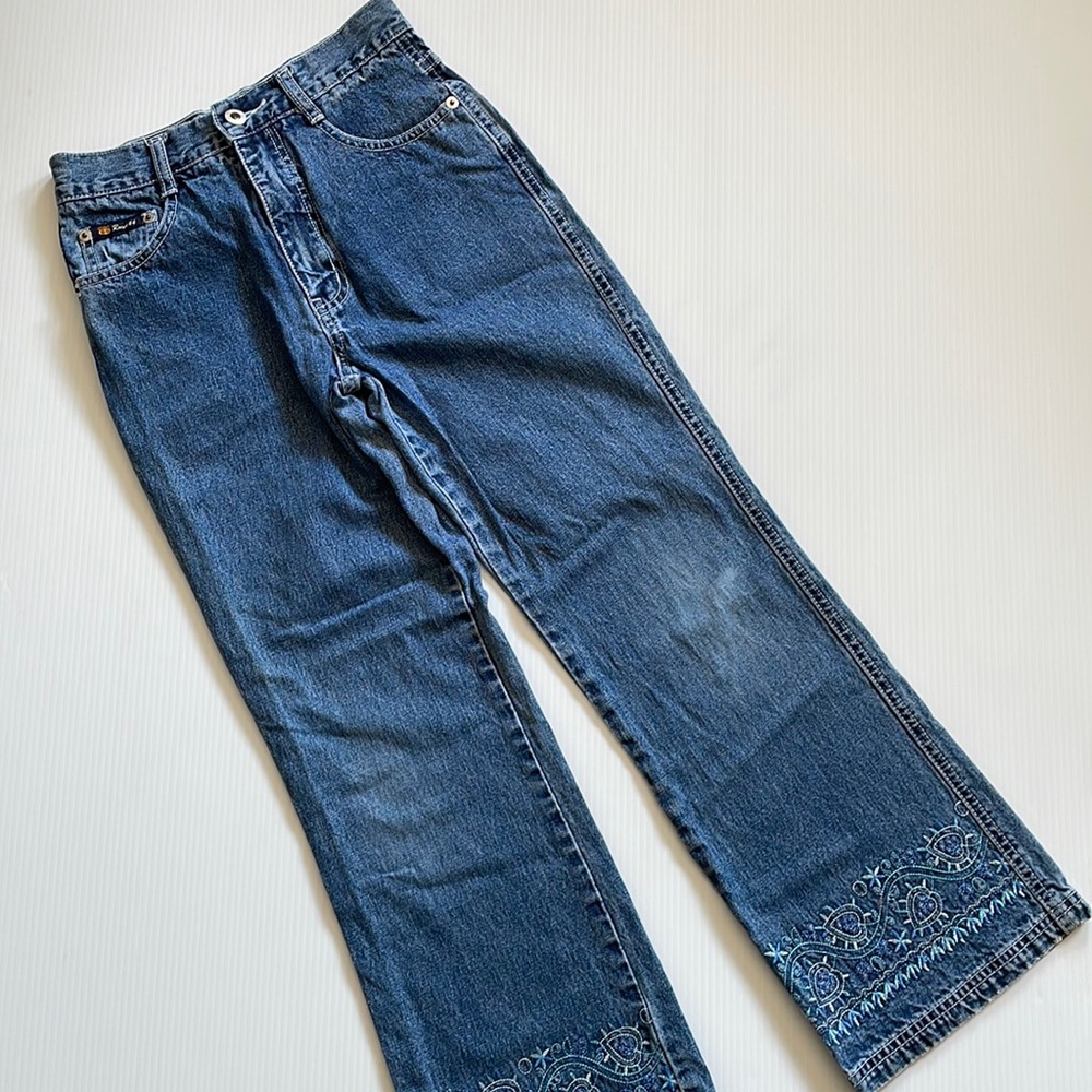 Route 66 wide leg Jean with embroidery near hem.  Girls size 10